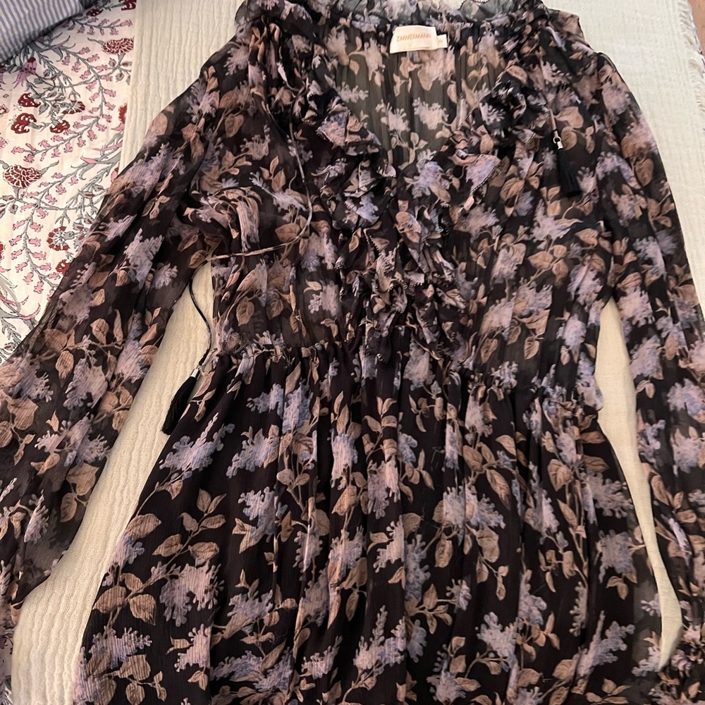 Zimmermann Black and Purple Floral Dress